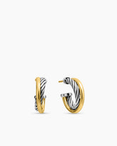 Crossover Hoop Earrings in Sterling Silver with 18K Yellow Gold, 17mm